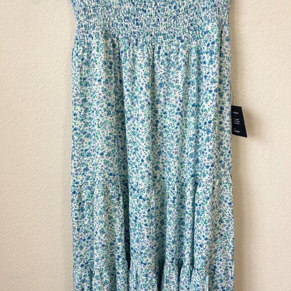 New Lulus Dress Womens Medium Blue Ready to Bloom Floral Smocked Tiered Maxi M - Picture 5 of 9